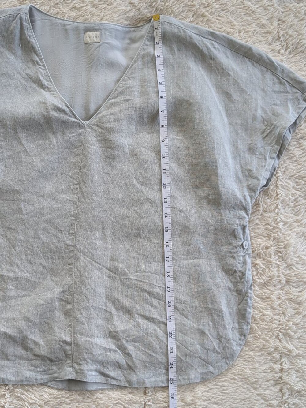 Organic Gray Linen POETRY Boxy Top Short Sleeve | Size 10 | Fully Lined - Picture 13 of 13